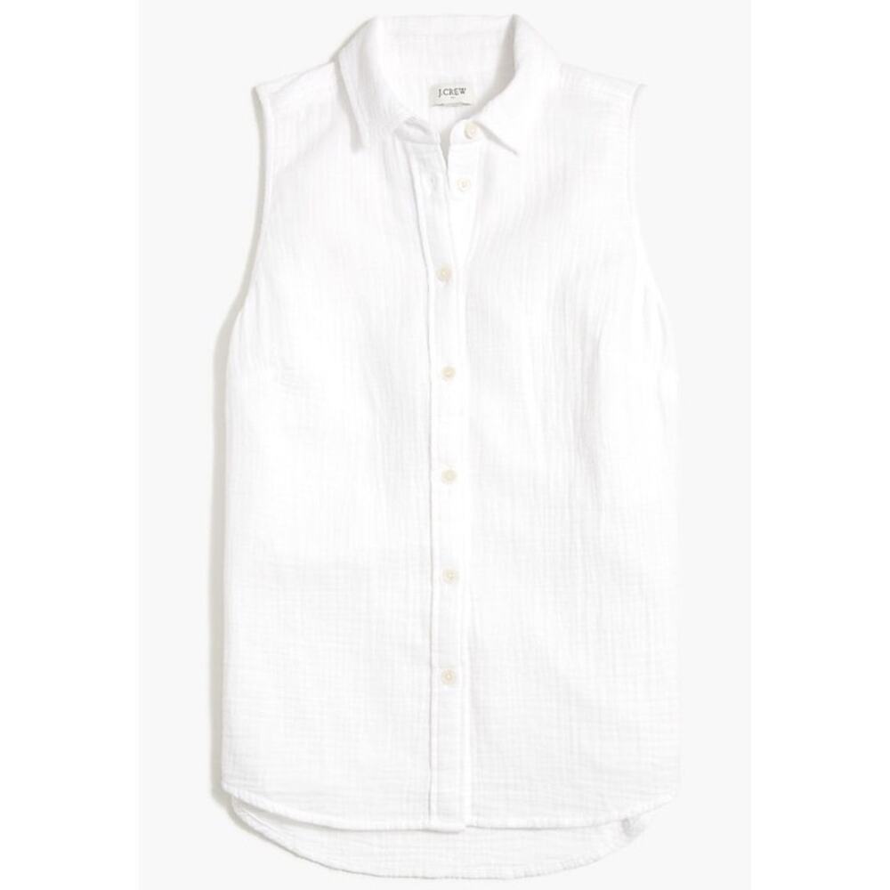 NWT J. Crew Button Up Sleeveless Gauze Shirt White Size 2X Flawed Lightweight - Picture 3 of 12